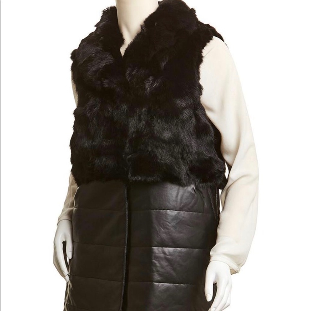 Real Rabbit fur vest with faux leather bottom